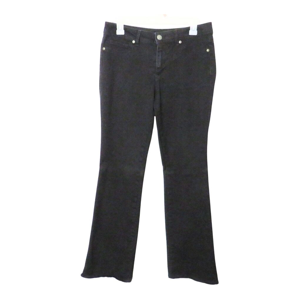 Elastic Waist Pants Women M Gray Pinstripe Casual Comfortable White Stag